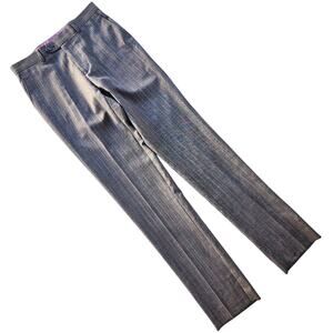 Zanetti Men's Grey Stripe Porto Wool Flat Front Classic Suit Dress Pant Size 30R